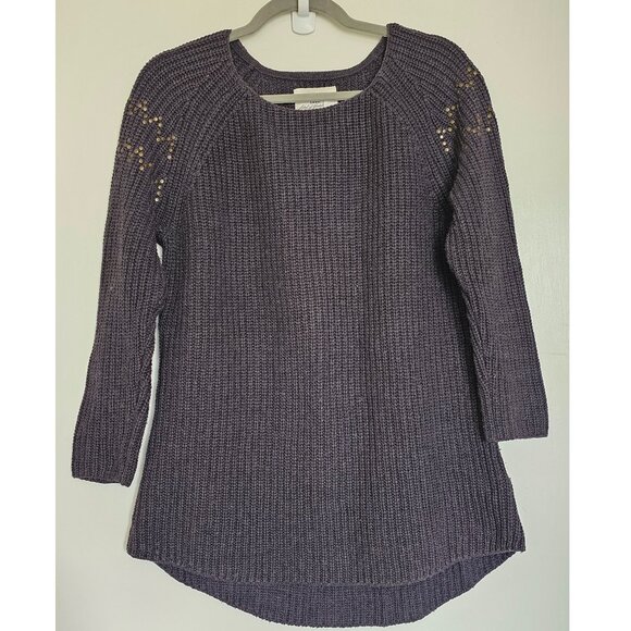 H&M Round Neckline High Low Knit Sweater with Studded Detail M Grey - Picture 1 of 8